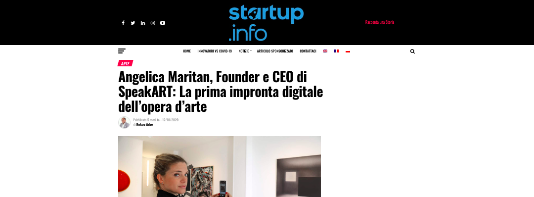 Startup.info: La prima impronta digitale dell’opera d’arte