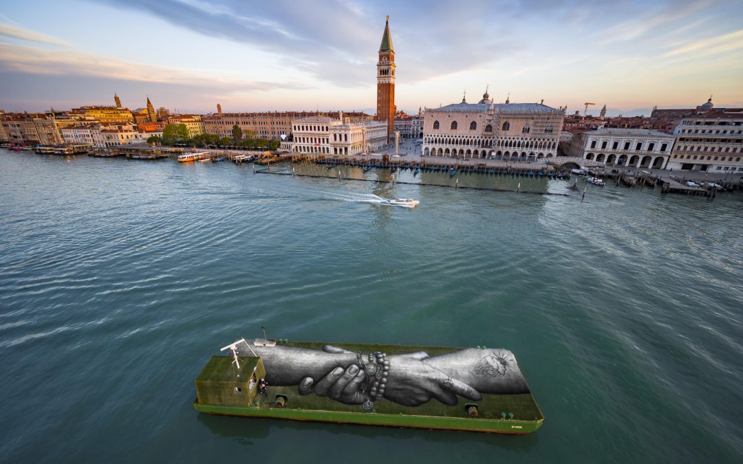 A new handshake: the multifaceted meanings of Saype’s intervention in Venice
